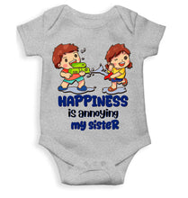 Load image into Gallery viewer, Happiness Is Annoying My Sister Raksha Bandhan Rompers for Baby Boy- KidsFashionVilla