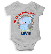 Load image into Gallery viewer, Custom Name Christening Day Baptism Rompers for Baby Boy- KidsFashionVilla