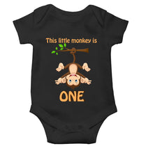 Load image into Gallery viewer, Little Monkey Is One First Birthday Rompers for Baby Girl- KidsFashionVilla