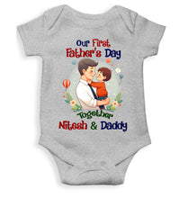 Load image into Gallery viewer, Custom Name Our First Father Day Rompers for Baby Boy- KidsFashionVilla
