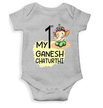 Load image into Gallery viewer, My 1st Ganesh Chaturthi Rompers for Baby Girl- KidsFashionVilla