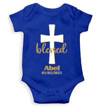 Load image into Gallery viewer, Custom Name And Date Blessed Baptism Christening Day Rompers for Baby Boy- KidsFashionVilla