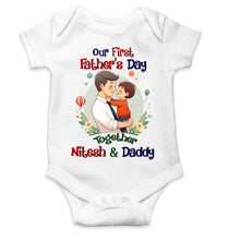 Load image into Gallery viewer, Custom Name Our First Father Day Rompers for Baby Boy- KidsFashionVilla