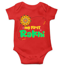 Load image into Gallery viewer, My First Meri Pehli Rakhi Raksha Bandhan Rompers for Baby Girl- KidsFashionVilla