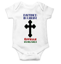 Load image into Gallery viewer, Custom Name And Date Baptised In Christ Christening Day Baptism Rompers for Baby Boy- KidsFashionVilla