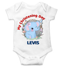 Load image into Gallery viewer, Custom Name Christening Day Baptism Rompers for Baby Boy- KidsFashionVilla