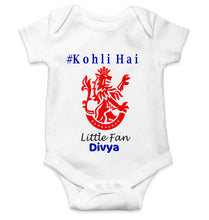 Load image into Gallery viewer, Custom Name IPL RCB Royal Challengers Bangalore Kohli Hai Rompers for Baby Girl- KidsFashionVilla