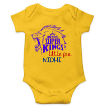Load image into Gallery viewer, Custom Name IPL CSK Chennai Super Kings Little Fan Rompers for Baby Girl- KidsFashionVilla