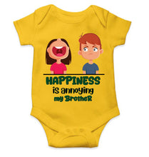 Load image into Gallery viewer, Happiness Is Annoying My Brother Raksha Bandhan Rompers for Baby Boy- KidsFashionVilla
