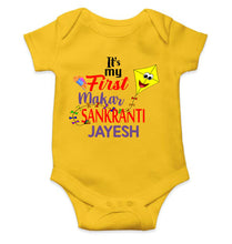 Load image into Gallery viewer, Its My First Makar Sankranti Custom Name Makar Sankranti Rompers for Baby Boy- KidsFashionVilla