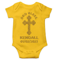 Load image into Gallery viewer, Custom Name And Date God Bless Baptism Christening Day Rompers for Baby Boy- KidsFashionVilla