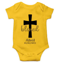 Load image into Gallery viewer, Custom Name And Date Blessed Baptism Christening Day Rompers for Baby Boy- KidsFashionVilla