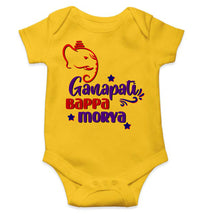 Load image into Gallery viewer, Ganpati Bappa Morya Ganesh Chaturthi Rompers for Baby Girl- KidsFashionVilla