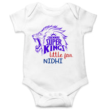 Load image into Gallery viewer, Custom Name IPL CSK Chennai Super Kings Little Fan Rompers for Baby Girl- KidsFashionVilla