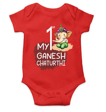 Load image into Gallery viewer, My 1st Ganesh Chaturthi Rompers for Baby Girl- KidsFashionVilla