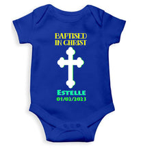 Load image into Gallery viewer, Custom Name And Date Baptised In Christ Christening Day Baptism Rompers for Baby Boy- KidsFashionVilla