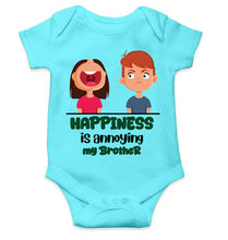 Load image into Gallery viewer, Happiness Is Annoying My Brother Raksha Bandhan Rompers for Baby Boy- KidsFashionVilla