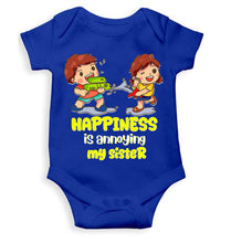 Load image into Gallery viewer, Happiness Is Annoying My Sister Raksha Bandhan Rompers for Baby Girl- KidsFashionVilla