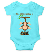 Load image into Gallery viewer, Little Monkey Is One First Birthday Rompers for Baby Girl- KidsFashionVilla