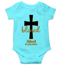 Load image into Gallery viewer, Custom Name And Date Blessed Baptism Christening Day Rompers for Baby Boy- KidsFashionVilla