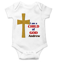 Load image into Gallery viewer, Custom Name Child Of God Baptism Christening Day Rompers for Baby Boy- KidsFashionVilla
