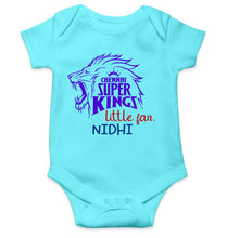 Load image into Gallery viewer, Custom Name IPL CSK Chennai Super Kings Little Fan Rompers for Baby Girl- KidsFashionVilla