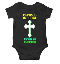 Load image into Gallery viewer, Custom Name And Date Baptised In Christ Christening Day Baptism Rompers for Baby Boy- KidsFashionVilla