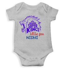 Load image into Gallery viewer, Custom Name IPL CSK Chennai Super Kings Little Fan Rompers for Baby Girl- KidsFashionVilla