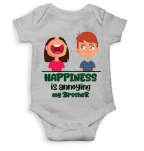 Load image into Gallery viewer, Happiness Is Annoying My Brother Raksha Bandhan Rompers for Baby Boy- KidsFashionVilla