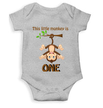 Load image into Gallery viewer, Little Monkey Is One First Birthday Rompers for Baby Boy- KidsFashionVilla