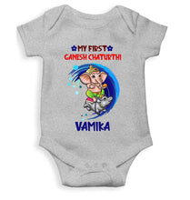 Load image into Gallery viewer, My First Ganesh Chaturthi Rompers for Baby Girl- KidsFashionVilla