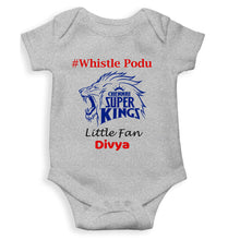 Load image into Gallery viewer, Custom Name IPL CSK Chennai Super Kings Whistle Podu Rompers for Baby Girl- KidsFashionVilla