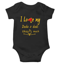 Load image into Gallery viewer, I Love My Dada Dadi Black Rompers for Baby Girl - KidsFashionVilla