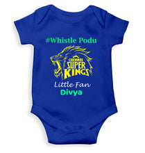 Load image into Gallery viewer, Custom Name IPL CSK Chennai Super Kings Whistle Podu Rompers for Baby Girl- KidsFashionVilla