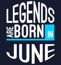 Load image into Gallery viewer, FunkyTradition Legends Are Born In June Navy Blue Hoodies