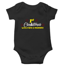 Load image into Gallery viewer, First Christmas With Papa and Mummy Christmas Rompers for Baby Girl- KidsFashionVilla