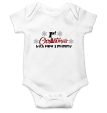 Load image into Gallery viewer, First Christmas With Papa and Mummy Christmas Rompers for Baby Girl- KidsFashionVilla