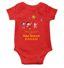 Load image into Gallery viewer, Custom Name Kai Po Che Makar Sankranti Rompers for Baby Boy- KidsFashionVilla