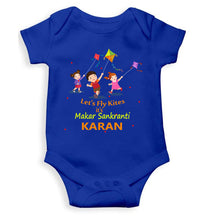 Load image into Gallery viewer, Custom Name Kai Po Che Makar Sankranti Rompers for Baby Boy- KidsFashionVilla