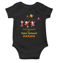 Load image into Gallery viewer, Custom Name Kai Po Che Makar Sankranti Rompers for Baby Boy- KidsFashionVilla