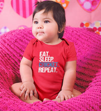 Load image into Gallery viewer, Eat Sleep Cricket Repeat Rompers for Baby Girl- FunkyTradition FunkyTradition