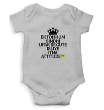 Load image into Gallery viewer, Ek toh hum sindhi upar se cute isliye itna attitude Rompers for Baby Boy- FunkyTradition FunkyTradition