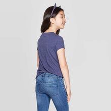 Load image into Gallery viewer, Girl Plain Navy Blue T-shirt -KidsFashionVilla