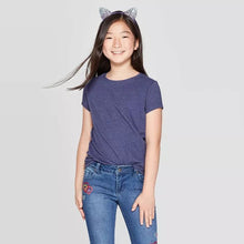 Load image into Gallery viewer, Girl Plain Navy Blue T-shirt -KidsFashionVilla