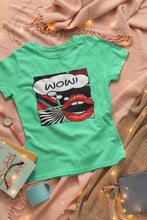 Load image into Gallery viewer, Pop Art Lips Empty Thought Bubble Women Half Sleeves T-shirt- KidsFashionVilla