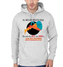 Load image into Gallery viewer, FunkyTradition All Men Created Equal But Best Are Born in Aquarius Grey Hoodies Clothing FunkyTradition