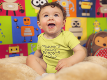 Load image into Gallery viewer, MUMMYS PRINCE DADDYS WORLD Rompers for Baby Boy- KidsFashionVilla