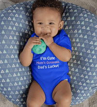 Load image into Gallery viewer, I am cute Moms Gorgeous Dads Lucky Rompers for Baby Boy- FunkyTradition FunkyTradition