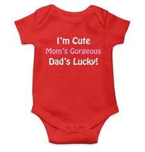 Load image into Gallery viewer, I am cute Moms Gorgeous Dads Lucky Rompers for Baby Boy- FunkyTradition FunkyTradition