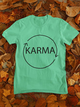 Load image into Gallery viewer, Karma Typography Women Half Sleeves T-shirt- FunkyTeesClub - Funky Tees Club